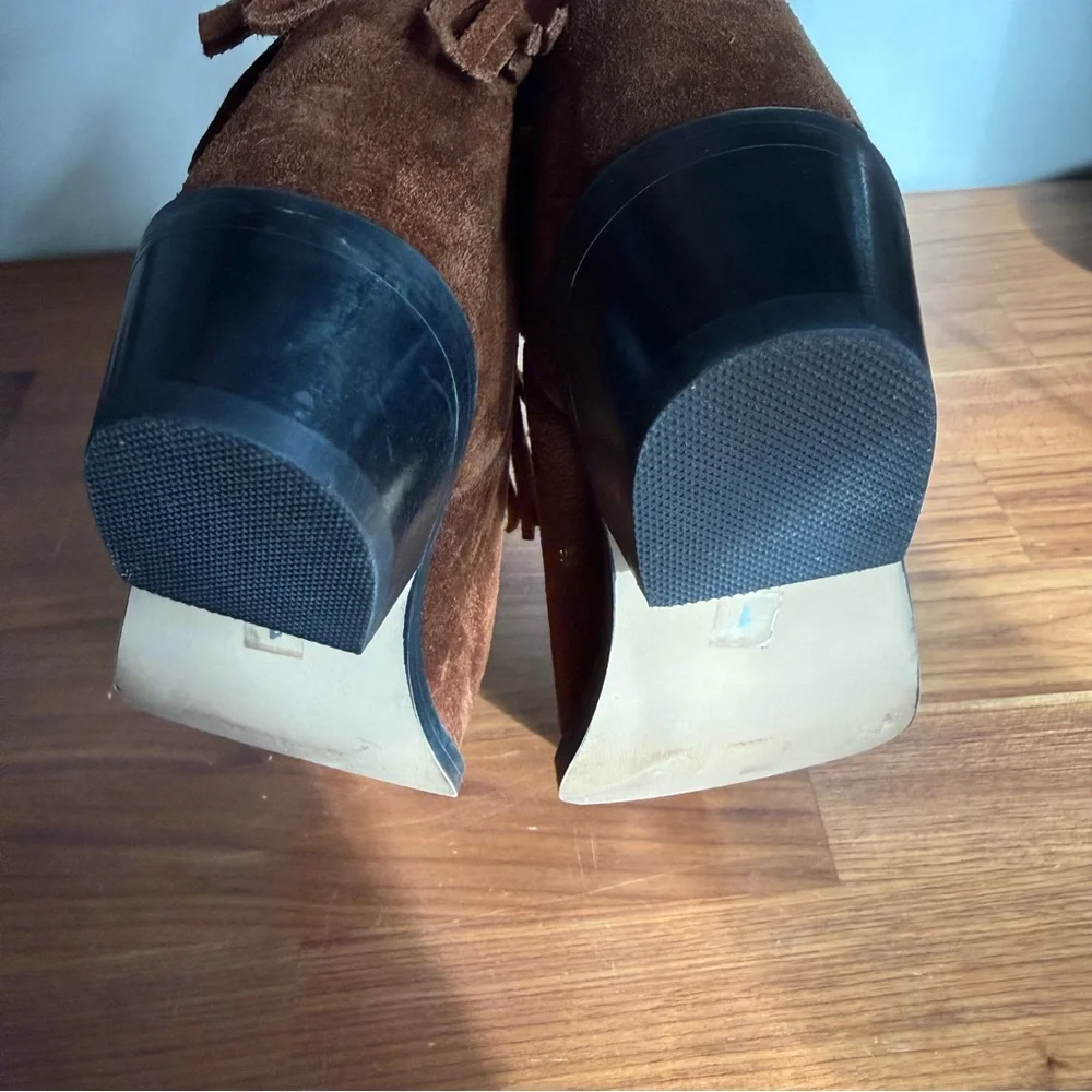 NWOB Smoky Mountain Girls Double Fringe Suede Cowboy Boots, size 1